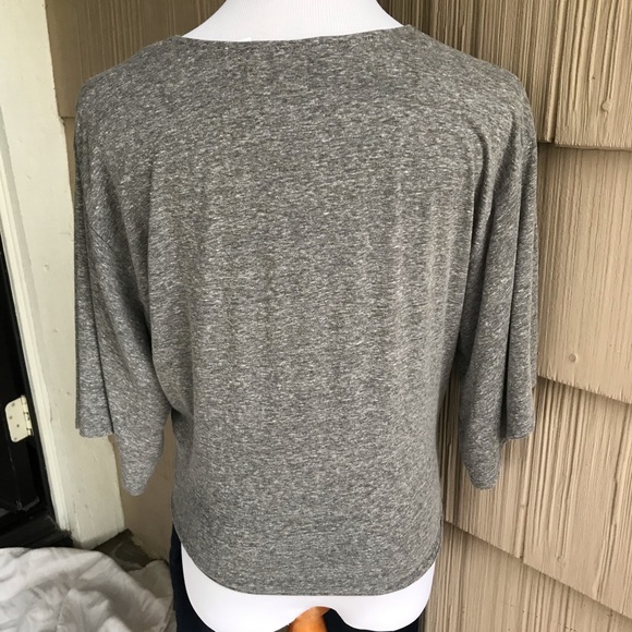 NWT dark heather grey Love Stitch tie blouse - Picture 3 of 5